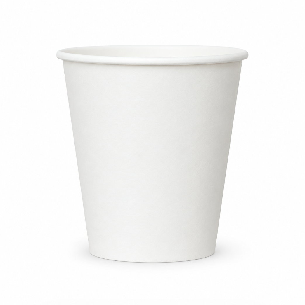 8 oz single-wall paper cup available as a Halloween printing starting point
