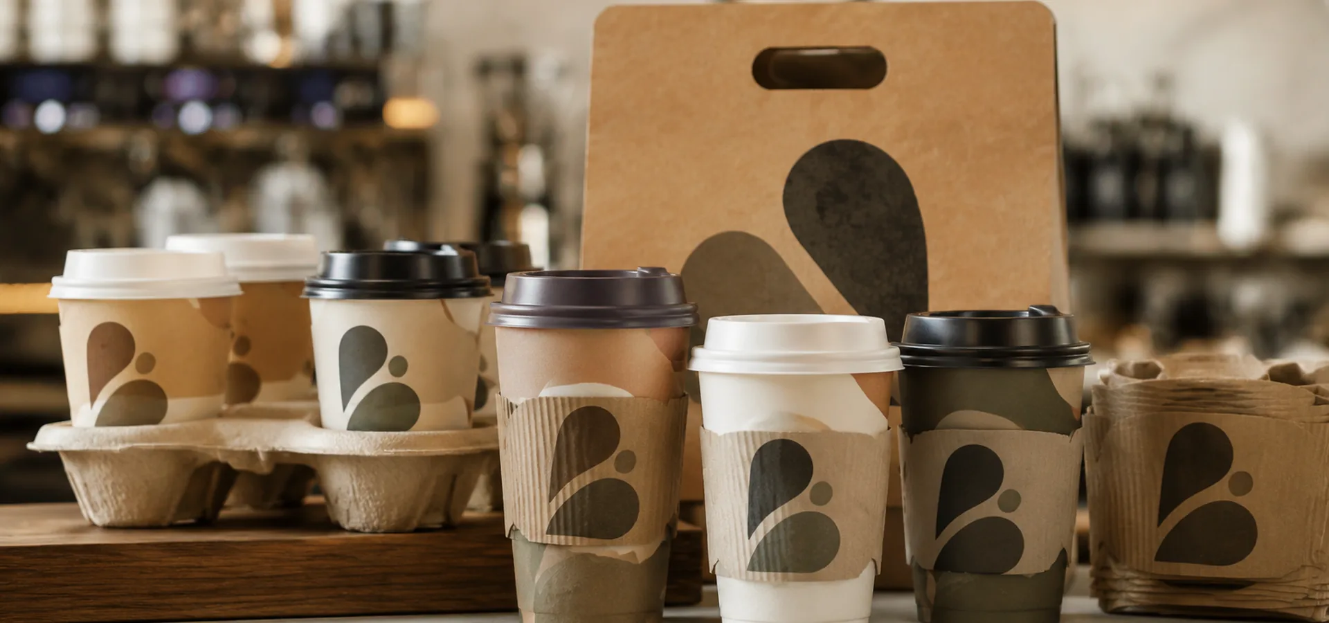 Custom paper coffee cups for cafe branding