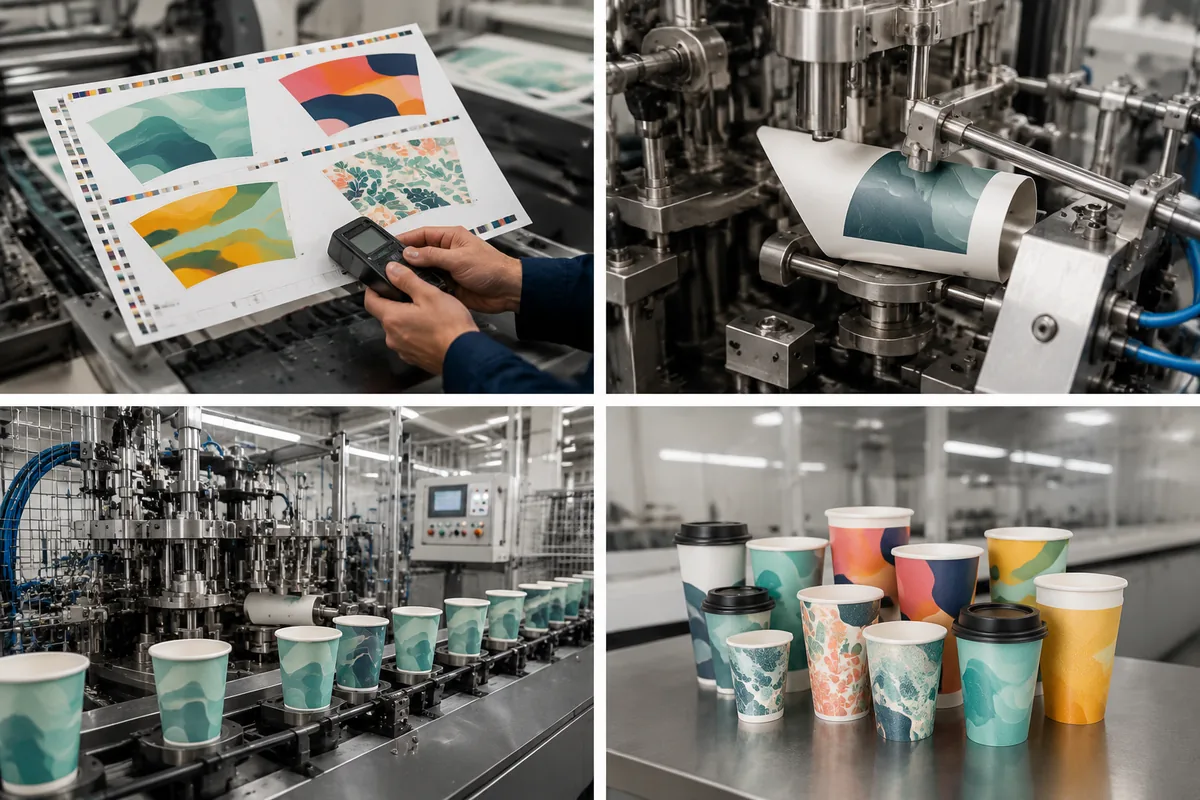 Custom printed paper cup production and color checking