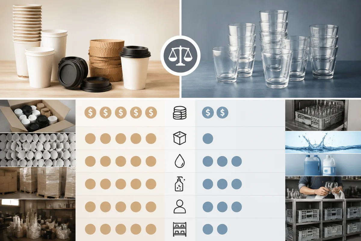 paper cup cost vs glass washing cost