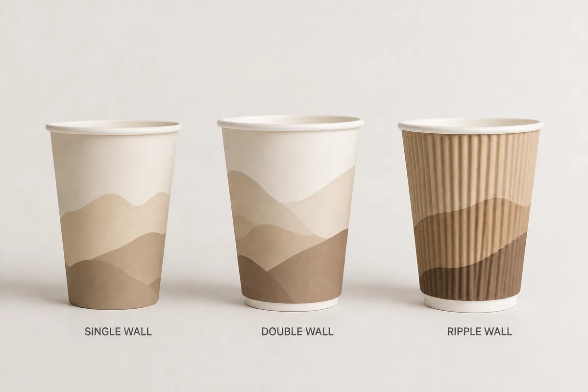 Single wall double wall and ripple wall custom coffee cups