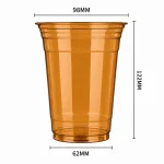 16 oz Amber 98mm Rim PET Cups