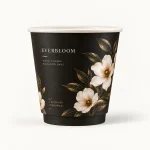 8 oz Black Floral Custom Double Wall Cups