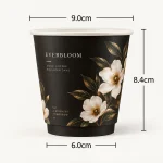 8 oz Black Floral Custom Double Wall Cups