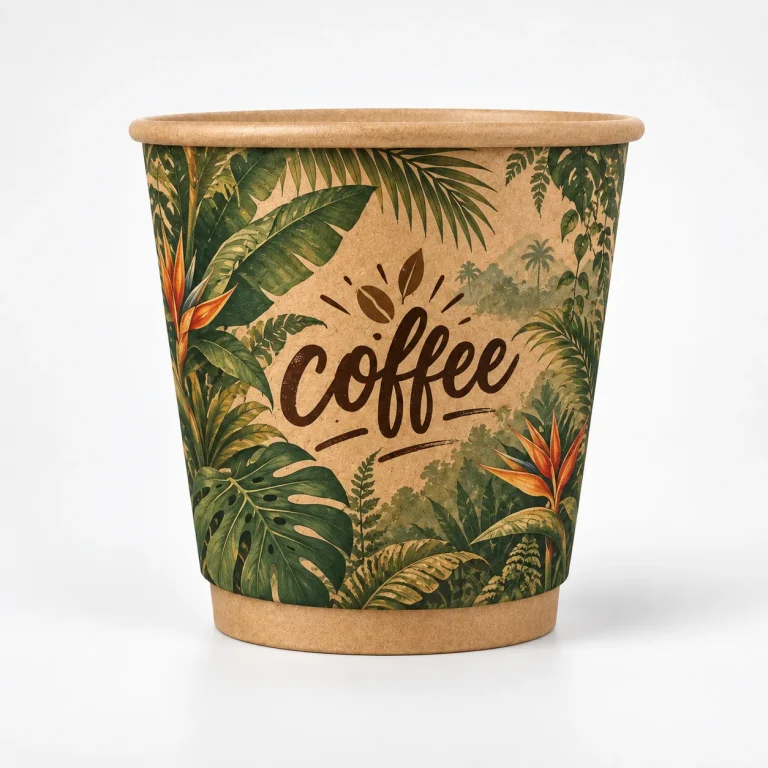 8 oz Kraft Tropical Custom Double Wall Cups