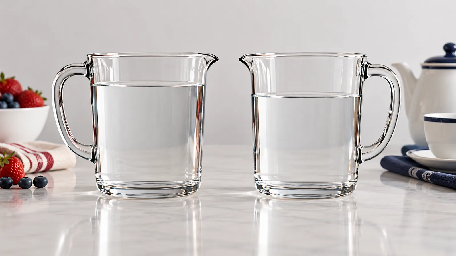 US and imperial 16 fluid ounce measures compared on a milliliter scale